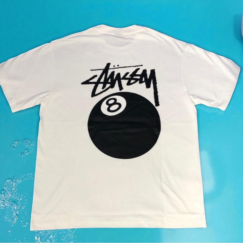 Stussy White Shirt with Black Graphic